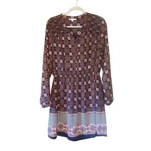 Daniel Rainn DR2 Printed Mini Dress V-Neck Size Large